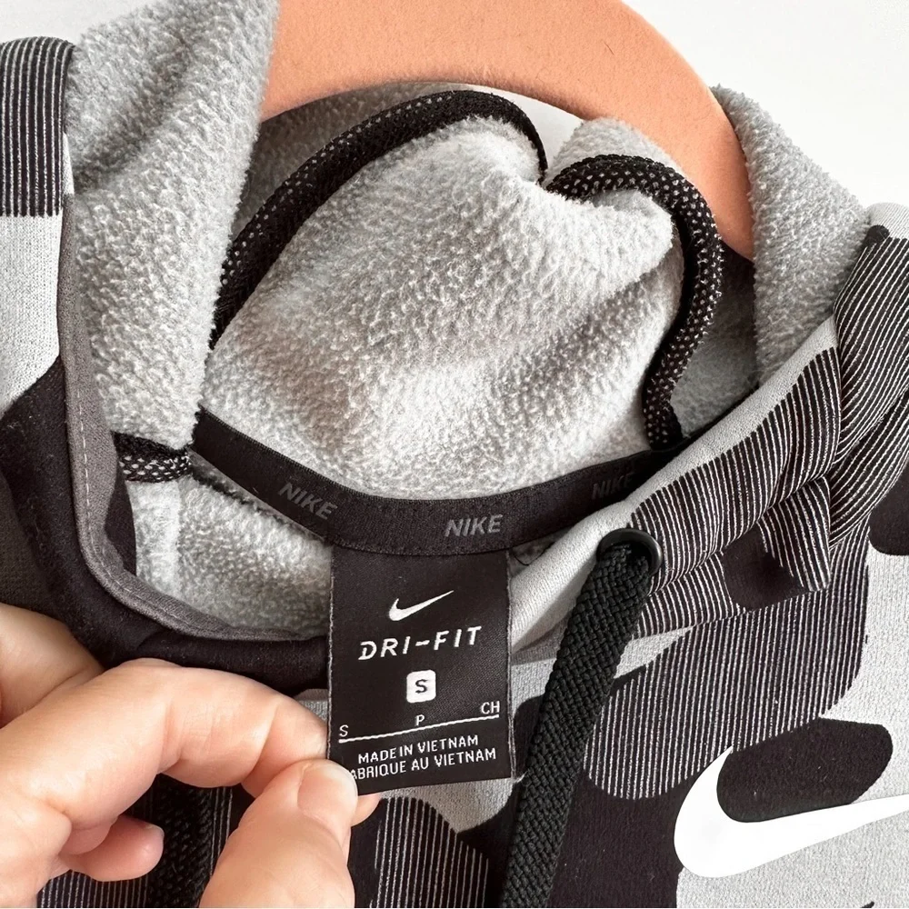 Nike Black Gray Camo Pullover Hoodie Sweatshirt sz Small